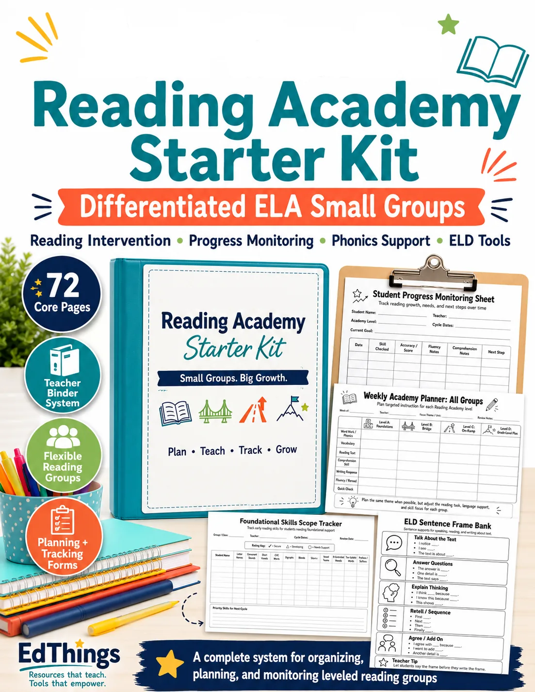 Reading Academy Starter Kit Small Group Reading Intervention Binder cover image from EdThings