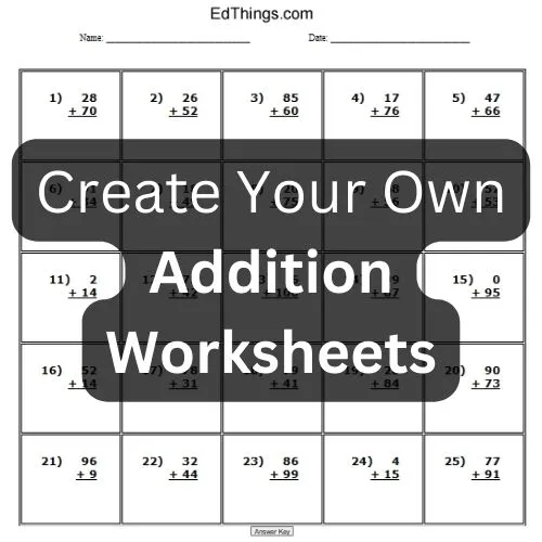 Printable addition worksheet creator preview.