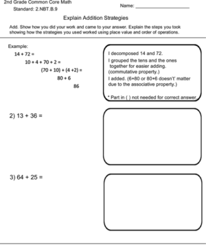 Decompose to Add No Regrouping – Worksheet