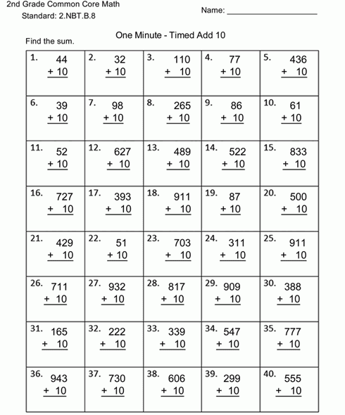 Add 10 2.NBT.B.8 Worksheet 1 6747