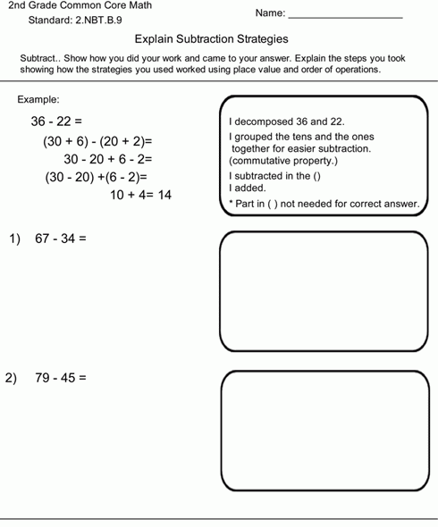 Decompose and Subtract 2.NBT.B.9 Worksheet 6843