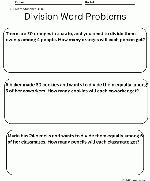 Division Word Problems Worksheet 1 6965