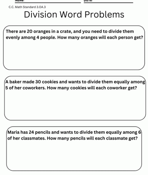 Division Word Problems Worksheet 1 6965