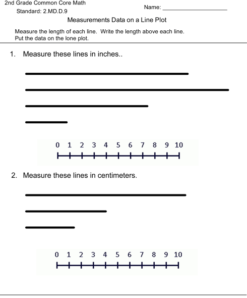 2nd Grade Math 2.MD.D.9 Measurement Data on a Line Plot