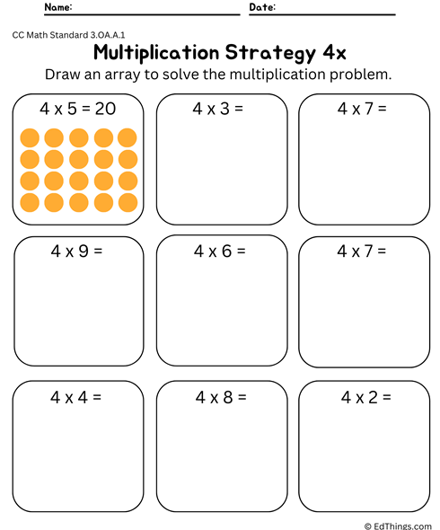 Multiplication Array 4x