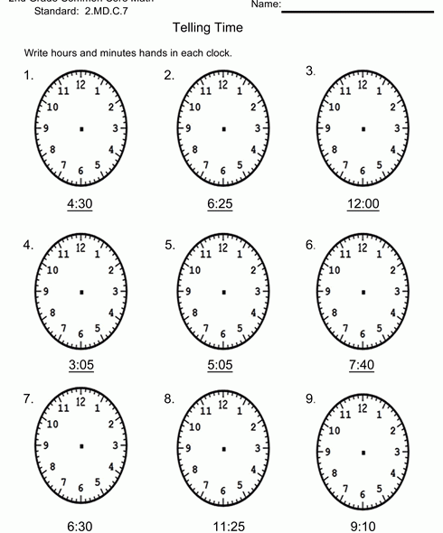 Telling Time Write the Hands 430 2.md.c.7 6638